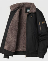 Close-up of the zip fastening and ribbed collar detail