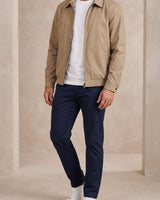 Men's Harrington Jacket with Point Collar and Welted Pockets
