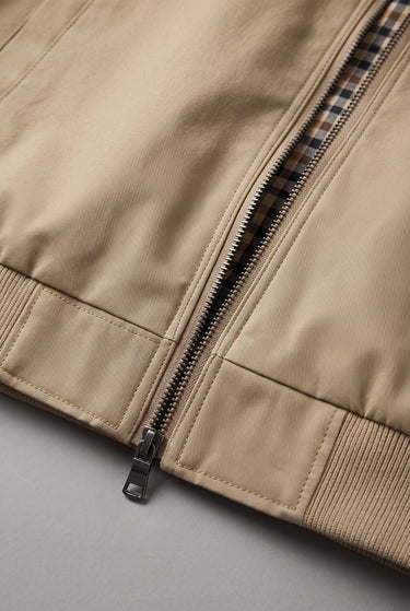 Men's Harrington Jacket with Point Collar and Welted Pockets
