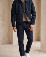 Men's Harrington Jacket with Point Collar and Welted Pockets
