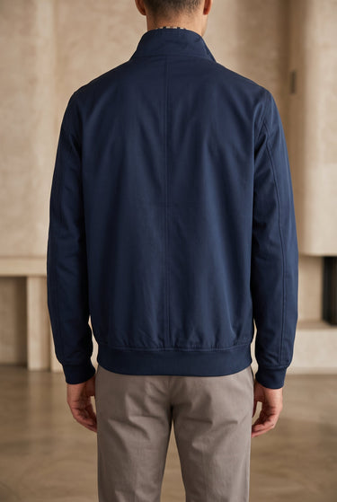 Men's Harrington Jacket with Point Collar and Welted Pockets