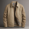 Men's Harrington jacket with point collar and hidden zip closure, front view