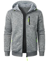 Close-up of the full-length zip fastening on the patterned hoodie