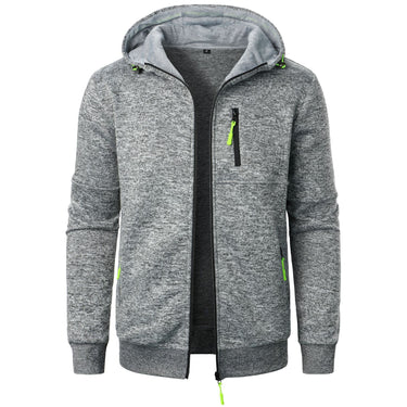 Close-up of the full-length zip fastening on the patterned hoodie