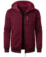 Side view of the men's patterned zip hoodie showing relaxed fit