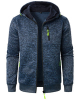 Rear view of the zip-up hoodie with drawstring hood detail