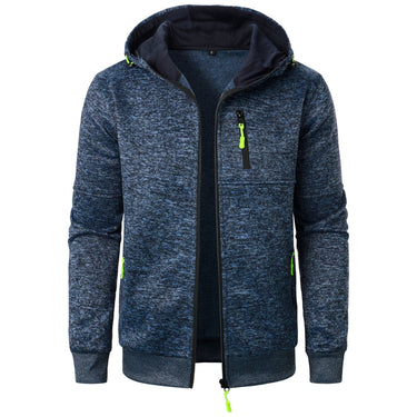 Rear view of the zip-up hoodie with drawstring hood detail