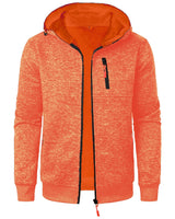 Detail of the ribbed hem on the men's zip-up hoodie