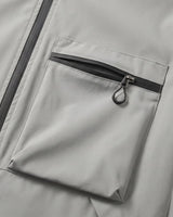 Close-up of the drawcord hood and collar detail