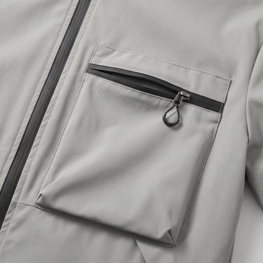 Close-up of the drawcord hood and collar detail
