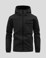 Rear view of the hooded puffer jacket showing the hem and back panel