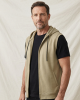 Close-up of the side pocket opening on the hoodie vest