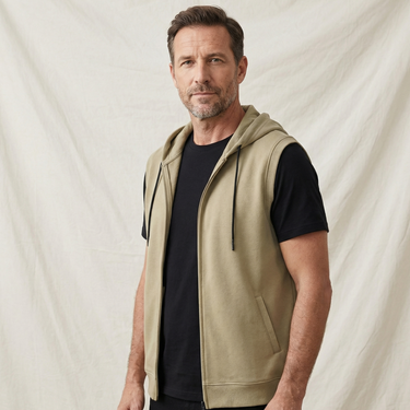 Close-up of the side pocket opening on the hoodie vest