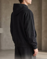 Close-up of ribbed hem on heavyweight men's hoodie