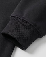 Overhead flat lay of heavyweight men's hoodie showing full design