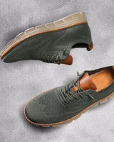 Close-up of textured upper on men's lace-up boots