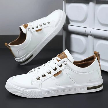 Rear view of men's lace-up trainer showing heel and textured sole detail