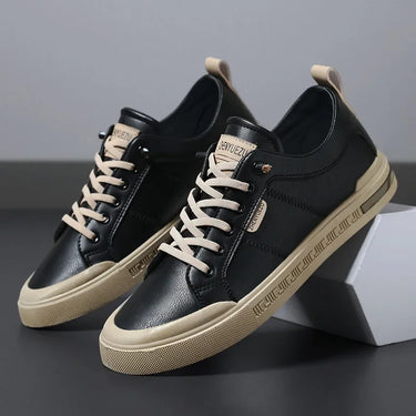 Close-up of lace-up front fastening on men's low-top trainer