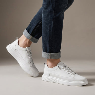 Side view of men's lace-up boots showing stitched panel detail and thick textured sole