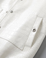 Back view of men's relaxed-fit leather biker jacket