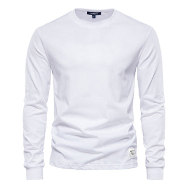 Front view of a men's long sleeve polo shirt showing the crew neckline
