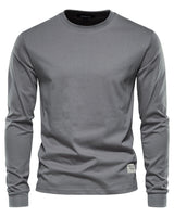 Back view of a men's long sleeve polo shirt with a clean finish