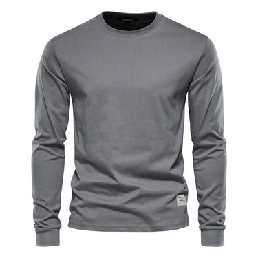 Back view of a men's long sleeve polo shirt with a clean finish