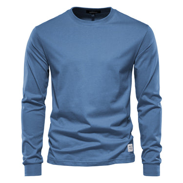 Close-up of the hem on a men's long sleeve polo shirt