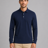 Men's long sleeve polo shirt with polo collar and button placket, front view