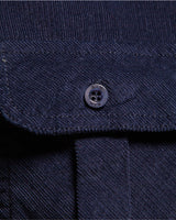 Three-quarter view of men's long sleeve shirt styled casually