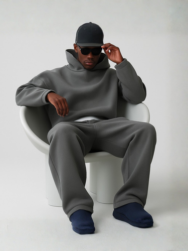 Detail shot of the tapered leg cut on the joggers