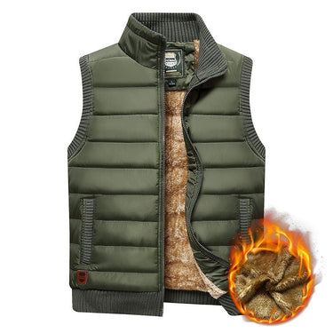 Rear view of the men's padded gilet showing padded panelling and ribbed hem