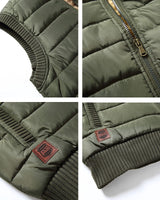 Flat lay of the men's padded gilet showing overall shape and construction