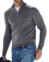 Side view showing the hip length and ribbed hem of the jumper