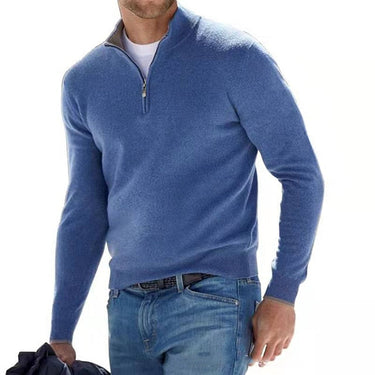 Back view of the men's knitted quarter-zip jumper