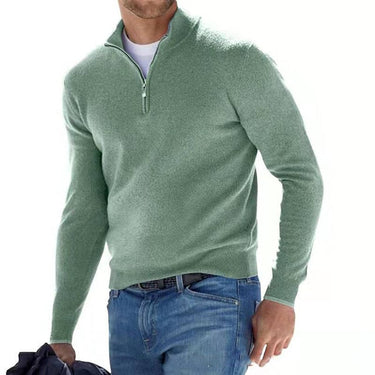 Full-length view of the jumper styled with chinos and boots