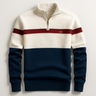 Colour block sweater with contrast chest stripe, side view