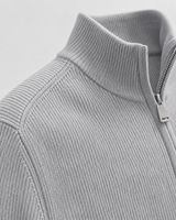Men's Zip Up Cardigan With Stand Collar And Ribbed Cuffs
