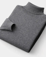Close-up of ribbed cuff detail on men's roll neck jumper