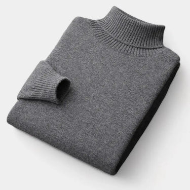 Close-up of ribbed cuff detail on men's roll neck jumper