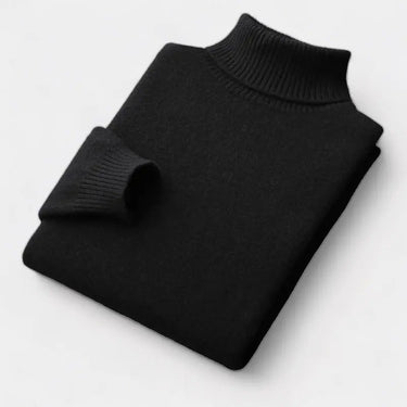 Men's roll neck jumper worn under a structured blazer