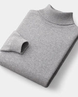 Back view of men's roll neck jumper with ribbed hem