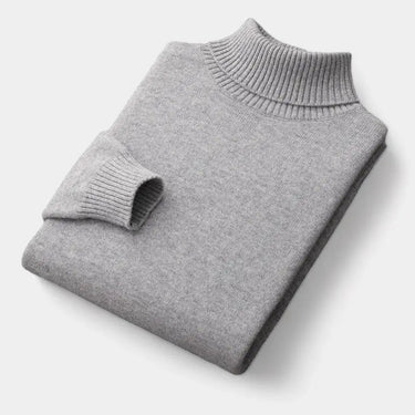 Back view of men's roll neck jumper with ribbed hem