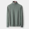 Men's roll neck jumper with high folded collar and fine knit texture