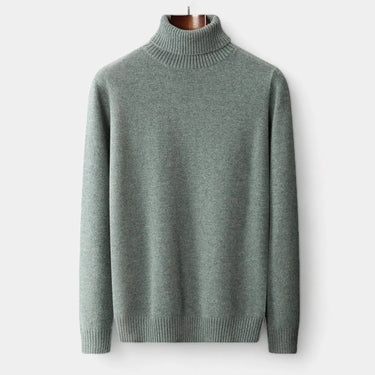 Men's roll neck jumper with high folded collar and fine knit texture