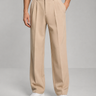 Front view of men's straight-leg trousers showing clean silhouette and front pleat detail
