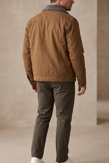 Men's Suede Jacket with Western Collar and Button Closure