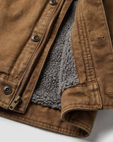 Men's Suede Jacket with Western Collar and Button Closure