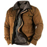 Front view of men's suede western jacket with button closure and contrast seam detailing