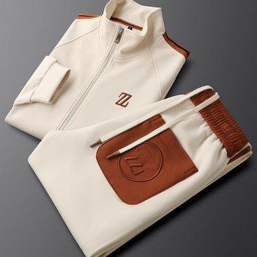 Back view of the men's tracksuit jacket and joggers
